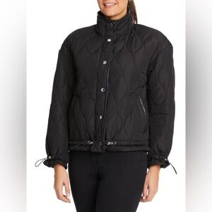 VINCE CAMUTO Quilted Black Puffer Jacket Womens Large Coat High Neck Fall Winter
